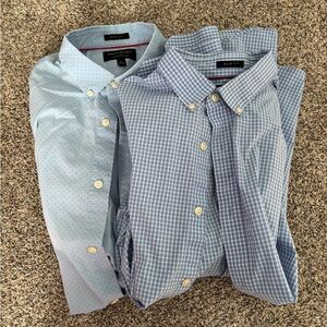 Banana Republic Light Blue Button-Down Shirt Pair - Dotted & Checked